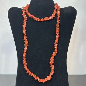 Red Jasper Medium Chip Continuous 36” Strand Necklace